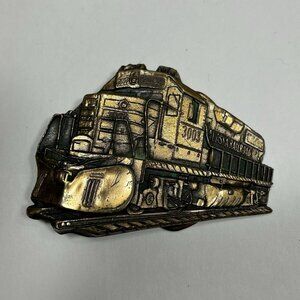 Vtg The Alaska Railroad Employee Safety Award Solid Brass Belt Buckle